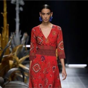 Etro Geometric Print Viscose Faux Wrap Sheath Dress M